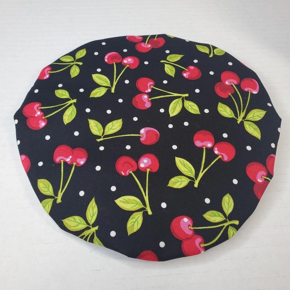 Cherries‎ On Black Polka Dot Reversible KitchenAid Mixer Mixing Bowl Cover Decor